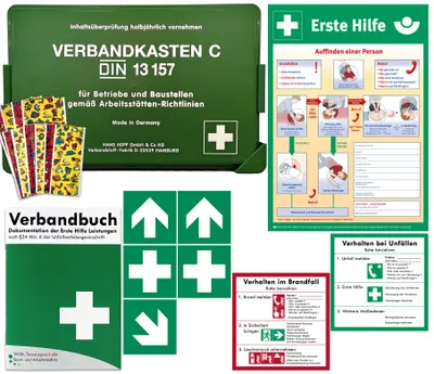 Produktbild von Betriebsverbandkasten KITA - 2 in 1 - DIN 13157 für Betriebe incl. Verbandbuch + Aufkleber + Aushang