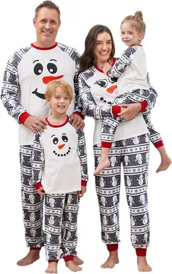 Image de ASKSA Noël Famille Pyjama Set Pyjama long manches Nuit Mignon Imprimé Elan Col rond Plaid Pyjama,Gris,Papa,XL