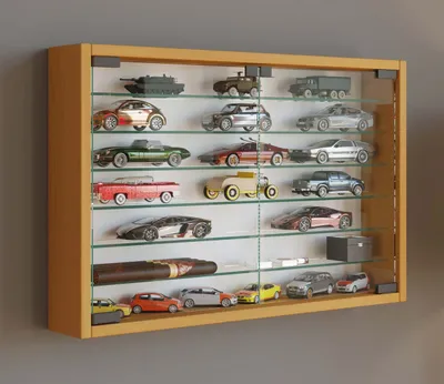 Produktbild von MandosaXL Glasvitrinen wandhängend 2 Glastüren Buche Nachbildung.