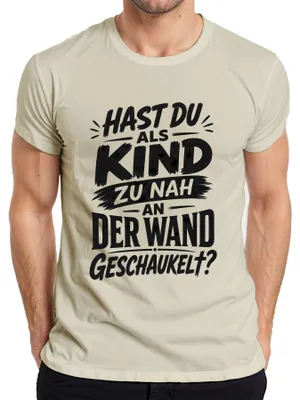 Immagine prodotto di T-shirt da uomo con scritta "Sei troppo vicino al muro, ragazzino", stile sarcastico e ironico, motivo: natura, taglia XXL