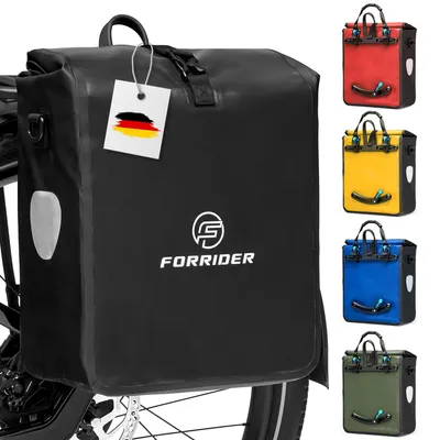 Produktbild von Forrider Fahrradtaschen Wasserdicht für Gepäckträger 22L Volumen m. Schultergurt - schwarz