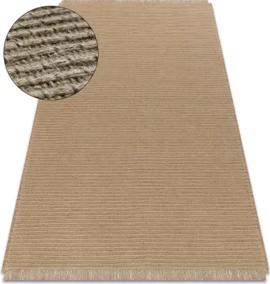 Immagine prodotto di Tappeto JUTA 3651 beige scuro un colore - juta, tessitura piatta, frange beige 200x290 cm