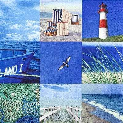 Produktbild von 20 Servietten Maritime Collage - Collage vom Meer 33x33cm