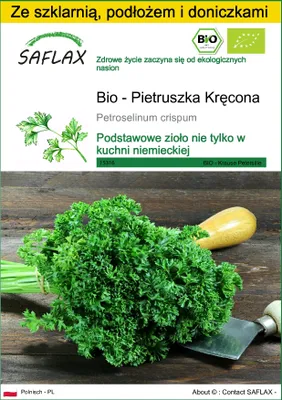 Zdjęcie produktu dla SAFLAX - Zestaw do uprawy - Bio - Pietruszka Kręcona - 800 Nasiona - Z mini szklarnią, podłożem uprawowym i 2 doniczkami - Petroselinum crispum