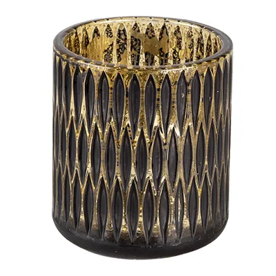 Produktbild von Clayre & Eef Teelichthalter Ø 8x9 cm Schwarz Glas Rund