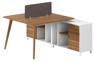 Image de Bureau moderne avec étagère en bois et cloison de séparation design élégant pour le bureau