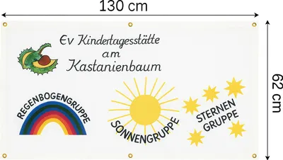 Produktbild von EDUPLAY 230-030 Banner mit 6 Ösen zum Selbstgestalten, 100% Baumwolle, 130x62 cm, weiß