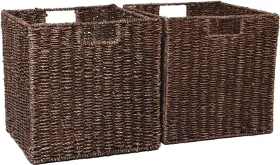 Immagine prodotto di Set da 2 cestini da scaffale SEEGRA in alghe marine, marrone, 33x33x33 cm