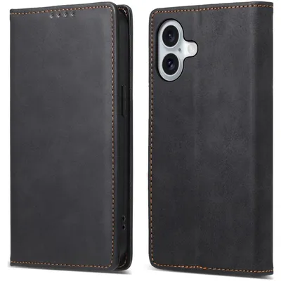 Produktbild von Mobigear Wallet Schutzhülle für iPhone 16, Klapphülle mit Geldbörsenfunktion - Schwarz