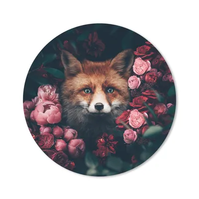 Produktbild von MuchoWow® Mauspad Mousepad Fuchs - Blumen - Tiere 20x20 cm - Mousepads - Maus Mat - Pad - Mausunterlage - Schreibtischmatte