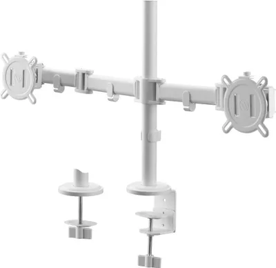 Productafbeelding van Monitorbeugel met dubbele arm, VESA 100, geschikt voor schermen van 13-32 inch, maximaal gewicht 8 kg, in hoogte verstelbaar, wit