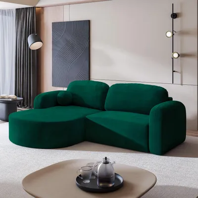 Produktbild von Masseno Ecksofa AMILIA M mit Schlaffunktion L-Form, Sofa mit Bettkasten, Wohnzimmersofa, Couch, Soffa, Bettsofa, Couchgarnitur- Grün, MONOLITH 37