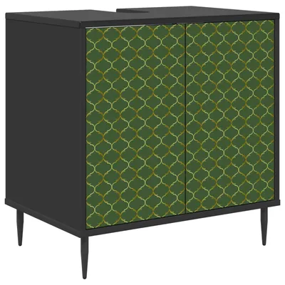 Image de vidaXL Armoire de salle de bain GELEEN, noire, imitation chêne, 60 x 40 x 61 cm