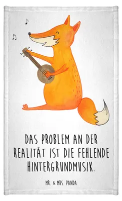 Produktbild von Mr. & Mrs. Panda Handtuch Fuchs Gitarre - Weiß - Geschenk, gäste wc, Optimistisch, Klein, Gästehandtuch 30x50, Sänger, Singen, Gästetuch, Musik, Frotteetuch