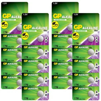 Produktbild von GP Extra LR44 Knopfzelle Alkaline 1,5V, 20 Stück Batterien LR44 (AG13 / A76 / L1154f) Spannung 1,5 Volt