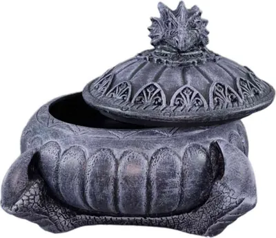 Produktbild von Dose mit Krallenhand und Drachenkopf mit Deckel