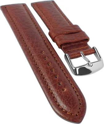 Produktbild von Uhrenarmband | Schrumpfleder genarbt mit Wulst | braun | 33870, Stegbreite:18mm, Schließe:Silbern