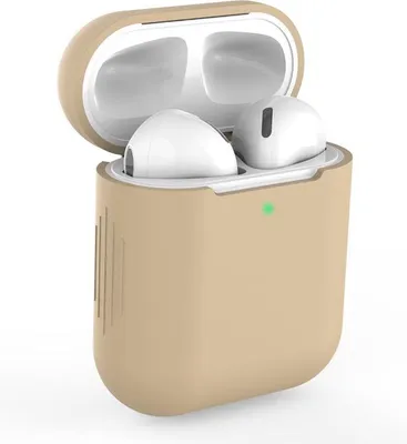 Image de Étui de protection Jumadas pour Apple AirPods – Compatible avec les modèles 1 et 2 – Coque souple – Marron – Étui de protection en silicone