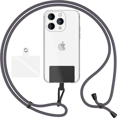 Produktbild von HoldMe Air Edition - Universal Lanyard mit 2 Pads & Karabinerhaken (matt-schwarz) - 160cm Handyband zum Umhängen -  Dunkelgrau