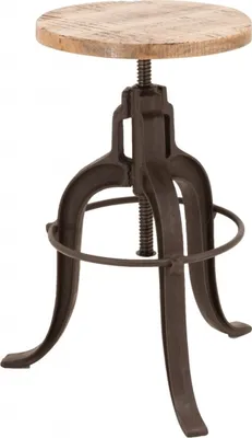 Produktbild von Drehhocker >IRON< in Natur / schwarz aus Massivholz / Metall - 35x55x35 (BxHxT)
