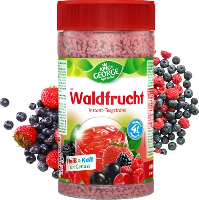 Produktbild von KING GEORGE Waldfrucht 400g Instant Teegetränk Ergibt ca. 4L pro Dose