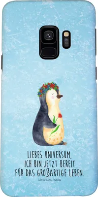 Produktbild von Mr. & Mrs. Panda Samsung Galaxy S9 Handyhülle Pinguin Blumen - Eisblau - Geschenk, Positiv, Ziele, Cover, Smartphone Hülle, Handy Schutzhülle, Geschenkidee, Motivation