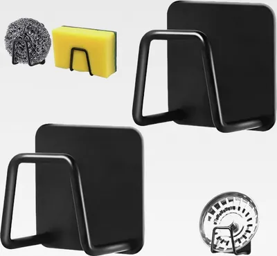 Produktbild von Schwammhalter, selbstklebend, für Spüle, Küche, Schwarz, 2 Stück