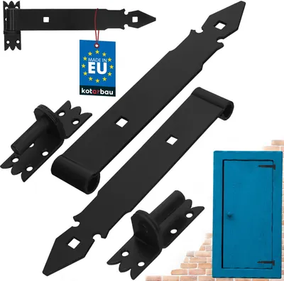 Zdjęcie produktu dla KOTARBAU® Zawias Budowlany Pasowy Garażowy Do Drzwi Bramy Furtki Stalowy Czarny 29 CM 2 SZT