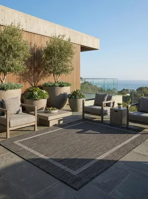 Produktbild von Terrassenteppich Unifarben Robust Waschbar Strapazierfähig | Läufer Schwarz 80x250 cm Terrasse Garten Schadstoff | ALSTER – Kadima Design
