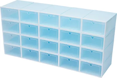 Image de Boîtes à chaussures Lot de 20 Boîtes de rangement pour chaussures Organisateur de chaussures Empilable Rangement de chaussures Transparent Boîte à chaussures(Bleu)