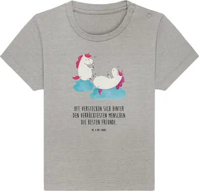 Produktbild von Mr. & Mrs. Panda Babyshirt Einhorn Sekt 0. - 6. Monat - Heather Grey - Geschenk, Kinder T-Shirt, Kleinkind, Party, Baby Jerseyshirt, , Freundin, Unicorn, Beste, BFF