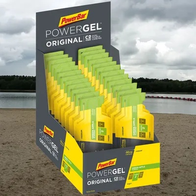 Produktbild von POWERBAR PowerGel Fruit Green Apple High Carb Energie Gel Koffein Natrium 24x41g