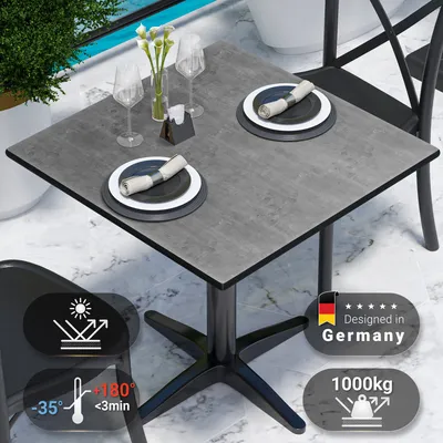 Produktbild von COMPACT | Gastro HPL Tischplatte | B:T 60 x 60 cm | Beton | Quadratisch | Gastro HPL Tischplatte