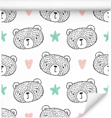 Immagine prodotto di 10m VLIES WALLPAPER rotolo asilo nido animali orsi cuori stelle cosmi XXL