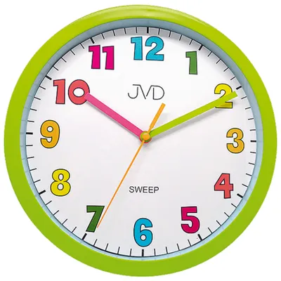 Produktbild von JVD HA46.4 Wanduhr für Kinder Kinderwanduhr Quarz analog grün leise ohne Ticken