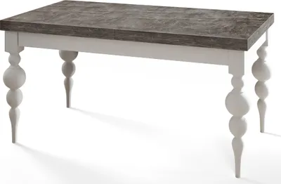 Immagine prodotto di Tavolo rettangolare per sala da pranzo LENA, tavolo allungabile, dimensioni: 200-300X100X78,5 cm, colore tavolo da soggiorno: grigio scuro, con gambe del tavolo in bianco