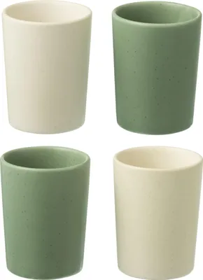 Zdjęcie produktu dla J-Line pudełko 4 kubków ceramicznych zielono-białych