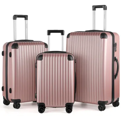 Produktbild von Kofferset 3-Tlg Handgepäck Kofferset Reisekoffer ABS Hartschale Trolley, Mit 3-stelliges Zahlenschloss Verstärkte Ecken 56/66/76 cm