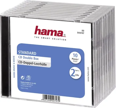 Produktbild von Hama CD Double Jewel Case Standard - Behälter CD-Aufbewahrung - Kapazität: 2 CD - durchsichtig (Packung mit 10 )
