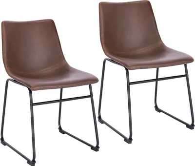 Produktbild von SVITA HARRY 2er Set Esszimmerstühle Metallbeine Kufengestell Kunstleder Braun
