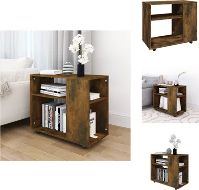 Immagine prodotto di vidaXL Tavolino in rovere affumicato 70x35x55 cm materiale a base di legno - Tavolini