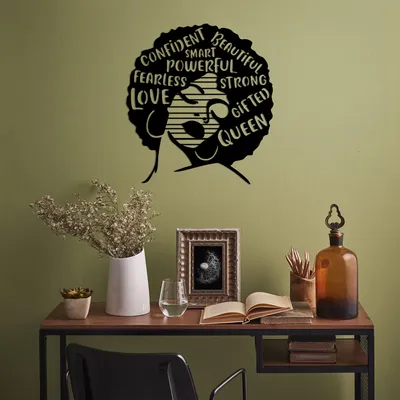 Image de Wallity, Love
Fearless
Smart - 473, Accessoire mural décoratif en métal, 100 % METAL, noir, 64 x 70 cm