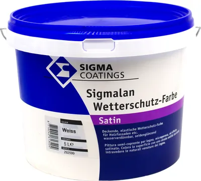 Produktbild von Sigma Sigmalan Wetterschutzfarbe weiss 1L Satin Holzfarbe Deckfarbe