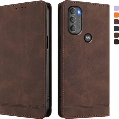Immagine prodotto di Custodia per Motorola Moto G71 5G, custodia retro in Finto cuoio con supporto e slot per carte di credito Marrone