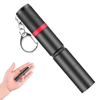 Produktbild von Mini LED Taschenlampe Schlüsselanhänger – 150 Lumen, 3 Modi, Aluminium, AAA – EDC Stiftlampe für Arbeit & Notfall (Schwarz)