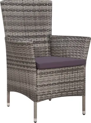 Immagine prodotto di Sedia da Esterno con Sgabello e Cuscini in Polyrattan Grigio