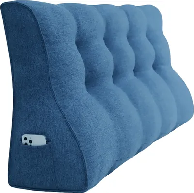 Zdjęcie produktu dla PillowPalette – ergonomiczna poduszka na zagłówek w stylu lnianym, poduszka do czytania, poduszka klinowa, poduszka pod plecy, poduszka do odpoczynku, poduszka dekoracyjna, 140 cm