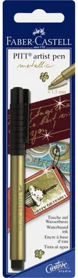 Produktbild von Faber-Castell 167397, Schwarz, Gold, Tinte auf Pigmentbasis, 1,5 mm, Sichtverpackung, 1 Stück(e)