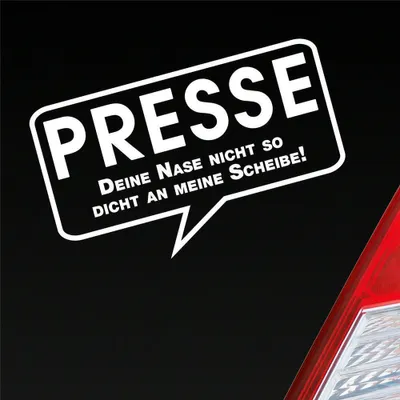 Produktbild von Auto Aufkleber Presse Nase dicht lustig 15x9 cm Weiss Glanz Sticker Heckscheibenaufkleber