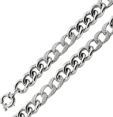 Produktbild von Panzerarmband 11mm Cuban Silber 925 weiße Zirkonia 17